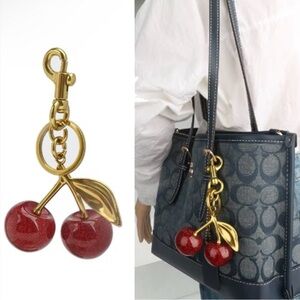 Cute Cherry Keychain for her /adorable purse / car charm/sweet ring accessory